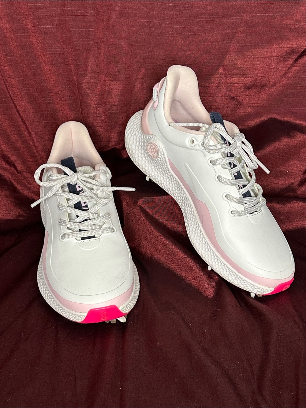 👟 G/FORE MG4+ O2 G/LOCK GOLF SHOE Women’s Sz 7.5 Like New Spikes Pink White 💕